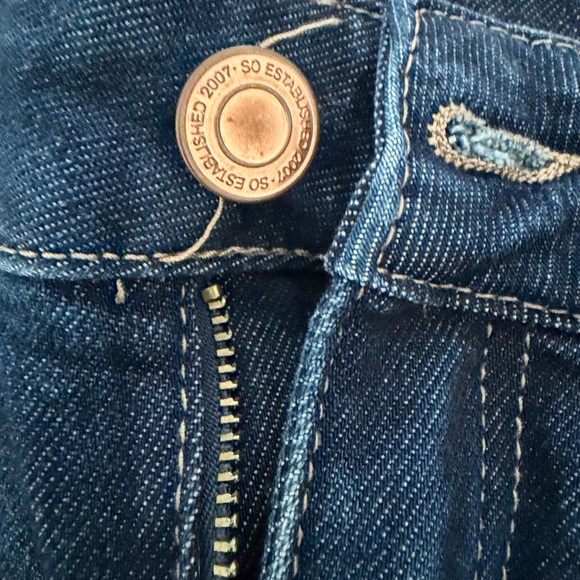 SO Dark Blue Distressed Rolled Cuff Denim Shorts - Picture 3 of 4